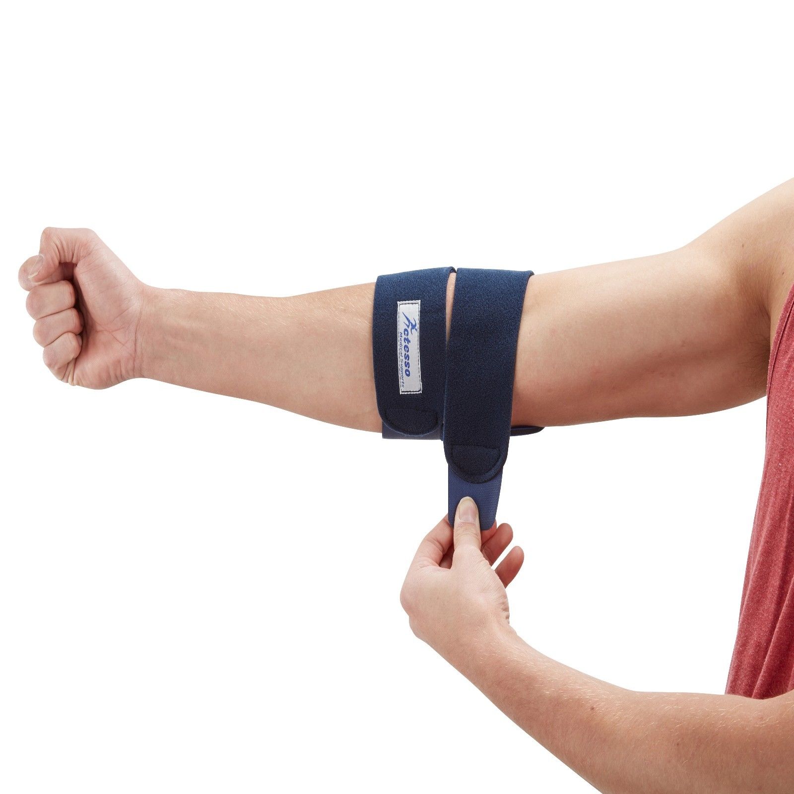 Actesso Blue Elbow Support with Two Straps Elbow Brace Splint Wrap